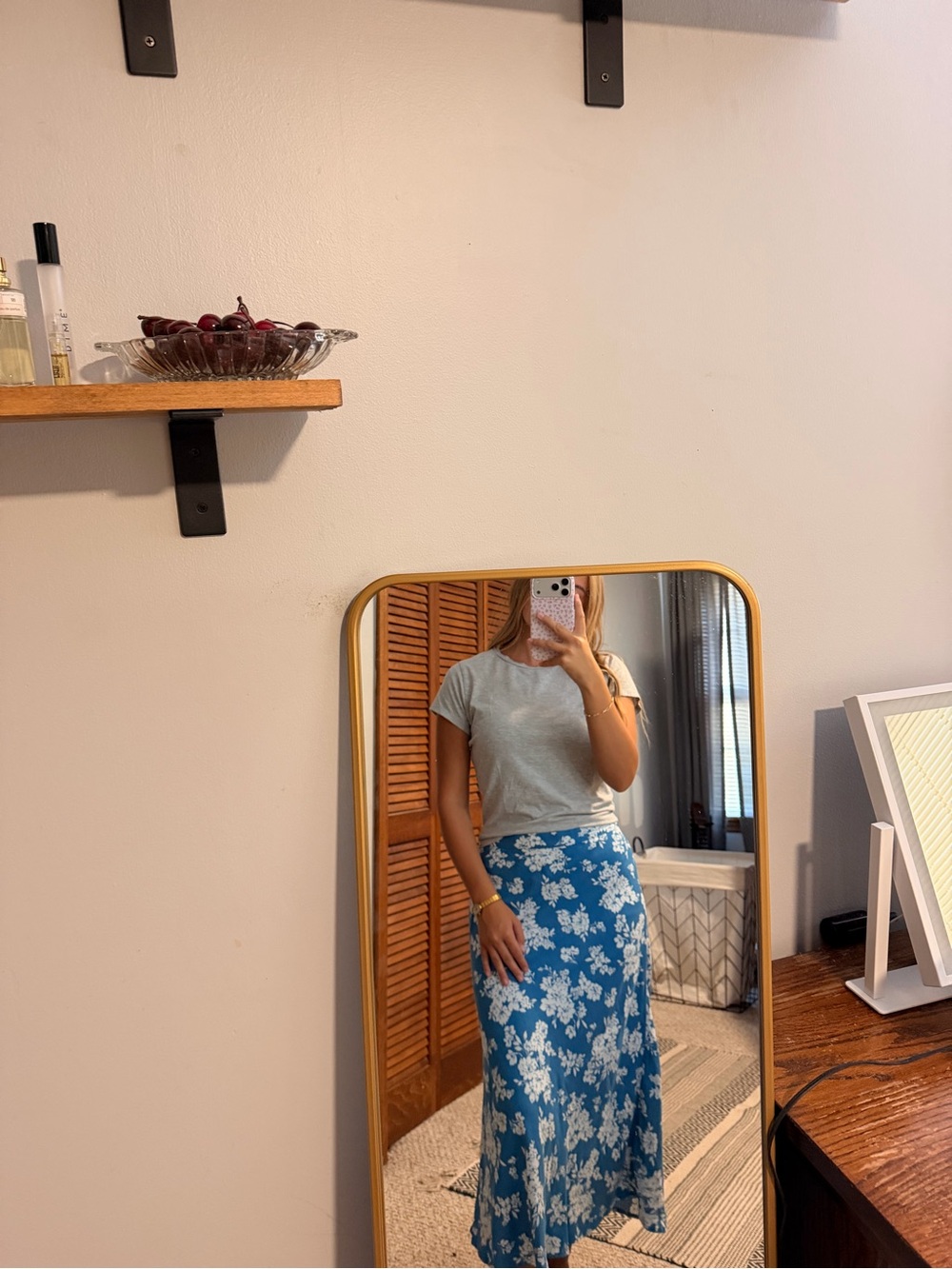 Old Navy Blue Floral Midi Skirt